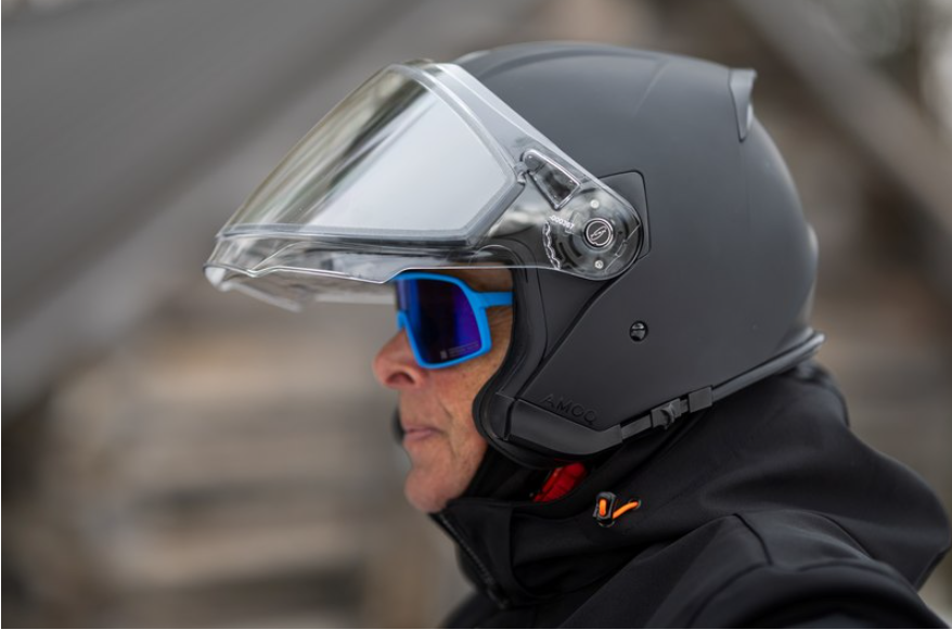 Скутер каска AMOQ Cluster double visor Jet Helmet Blackout — снимка 2