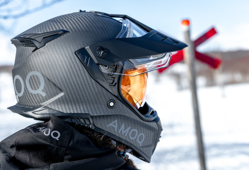 Каска AMOQ Recoil Electric visor Carbon ADV helmet Blackout — снимка 2