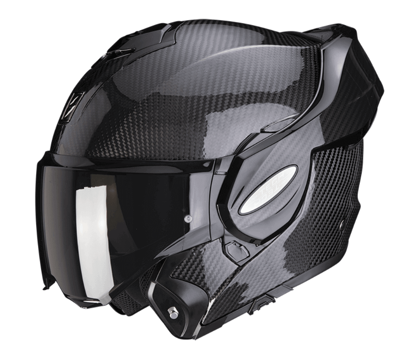 Модуларна каска SCORPION Exo-Tech Evo Carbon SOLID BLACK — снимка 2