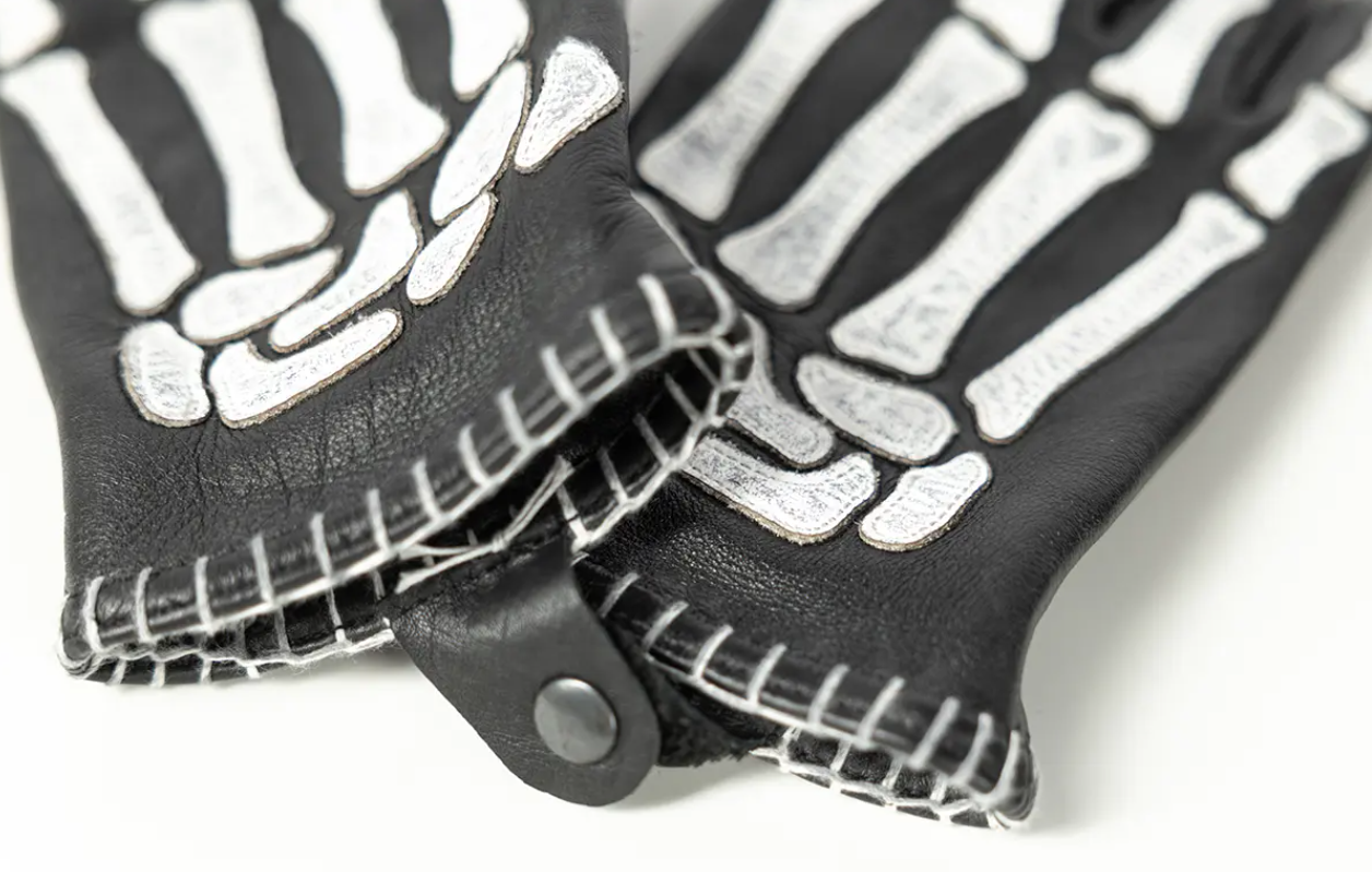 Кожени ръкавици JOHN DOE SKELETOR LEATHER BLACK/WHITE — снимка 4