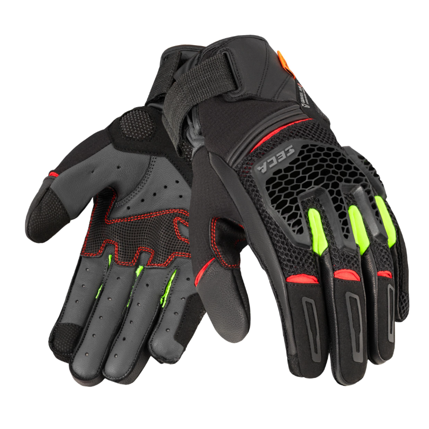 Текстилни ръкавици SECA GRAVEL BLACK/RED/FLUO YELLOW