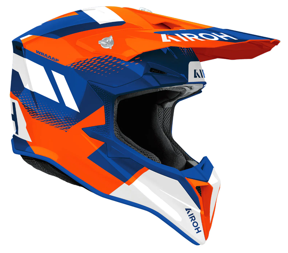 Мотокрос каска AIROH WRAAAP VISION ORANGE/BLUE GLOSS — снимка 2