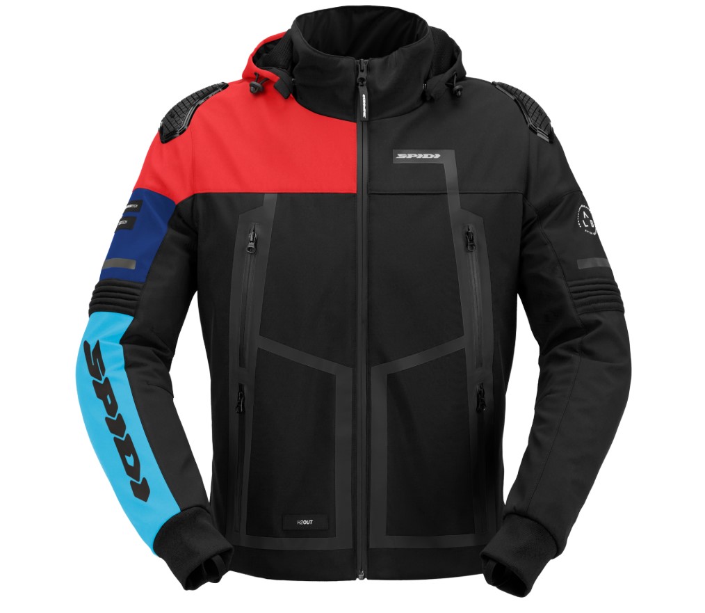 Текстилно мото яке SPIDI HOODIE WARRIOR H2OUT BLACK/RED/SKY BLUE