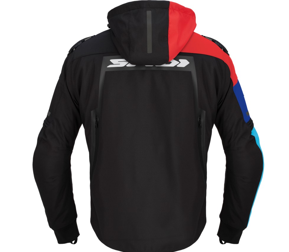 Текстилно мото яке SPIDI HOODIE WARRIOR H2OUT BLACK/RED/SKY BLUE — снимка 2