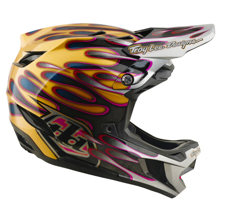 Вело каска Troy Lee Designs D4 Carbon MIPS Overspray Gold / Black — снимка 3