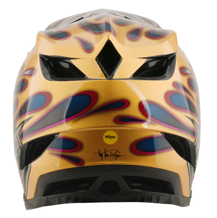 Вело каска Troy Lee Designs D4 Carbon MIPS Overspray Gold / Black — снимка 2