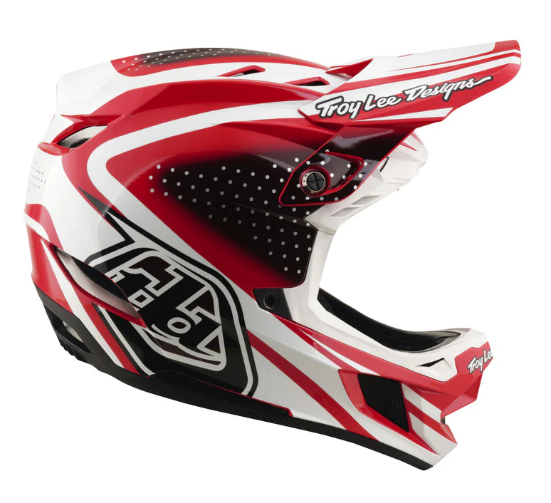 Вело каска Troy Lee Designs D4 Polyacrylite Helmet MIPS The Line Fire / White — снимка 3