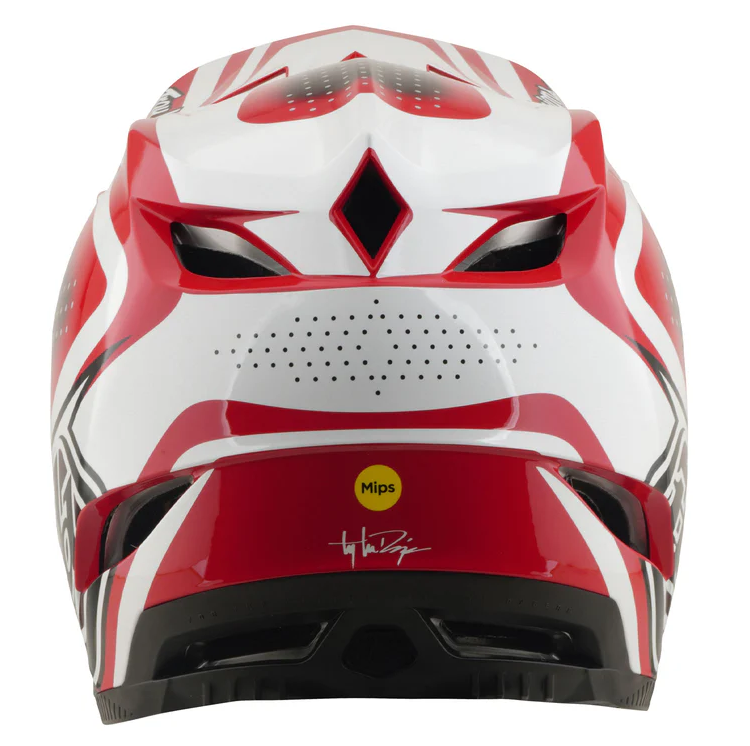Вело каска Troy Lee Designs D4 Polyacrylite Helmet MIPS The Line Fire / White — снимка 2