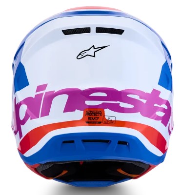 Мотокрос каска ALPINESTARS SM7 CORE WHT/BLU/PNK — снимка 4