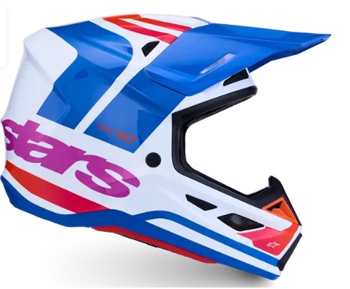 Мотокрос каска ALPINESTARS SM7 CORE WHT/BLU/PNK — снимка 3