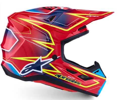 Мотокрос каска ALPINESTARS SM7 CAST RED/YLW/BLU — снимка 3