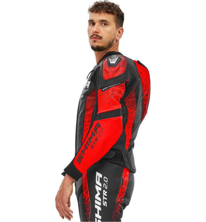 Кожено мото яке SHIMA STR 2.0 BRIGHT RED — снимка 2