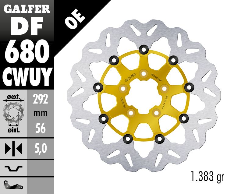 Спирачен ротор плаващ wave gold GALFER DF680CWUY — снимка 2