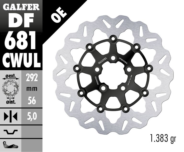 Спирачен диск плаващ wave черен GALFER DF681CWUL — снимка 2