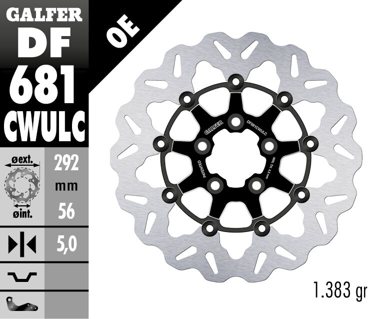 Спирачен диск плаващ wave черен GALFER DF681CWULC — снимка 2