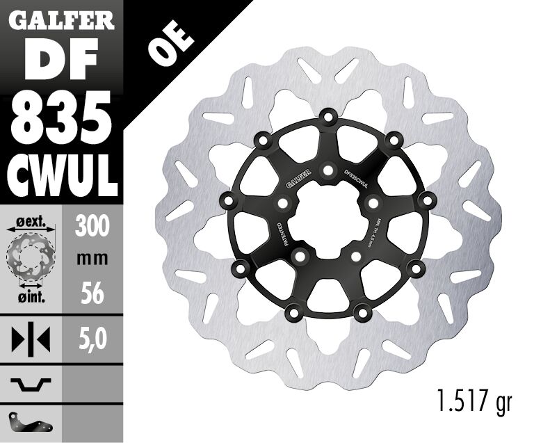 Спирачен диск плаващ wave черен GALFER DF835CWUL — снимка 2