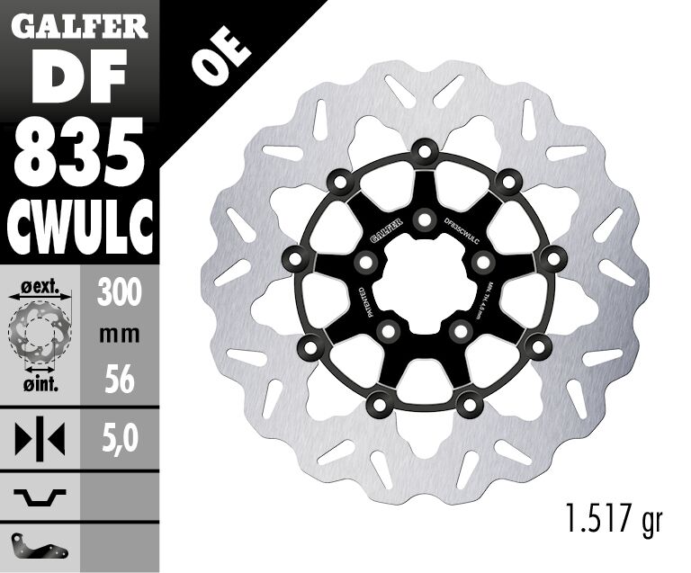 Спирачен диск плаващ wave черен GALFER DF835CWULC — снимка 2