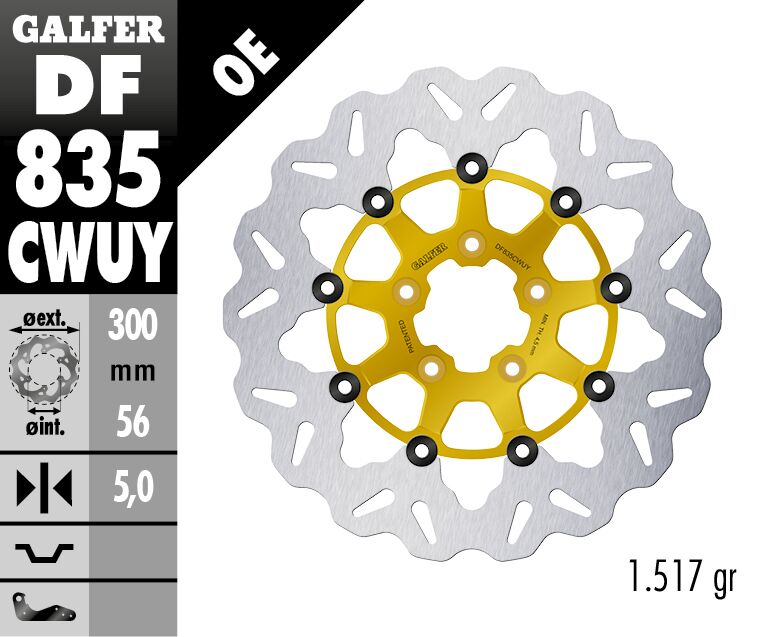 Спирачен ротор плаващ wave gold GALFER DF835CWUY — снимка 2