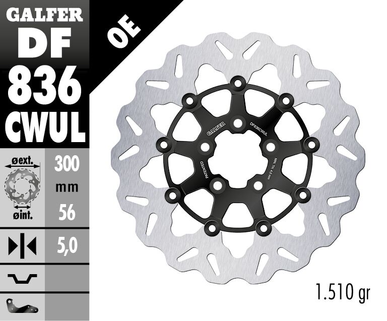 Спирачен диск плаващ wave черен GALFER DF836CWUL — снимка 2