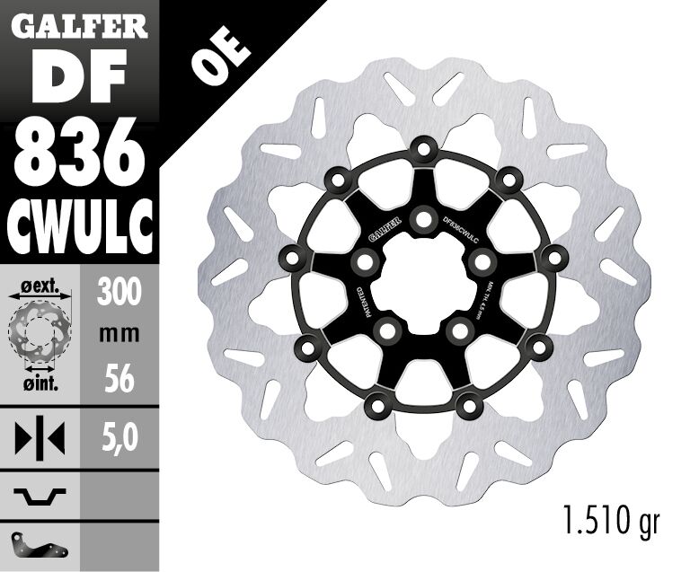 Спирачен диск плаващ wave черен GALFER DF836CWULC — снимка 2