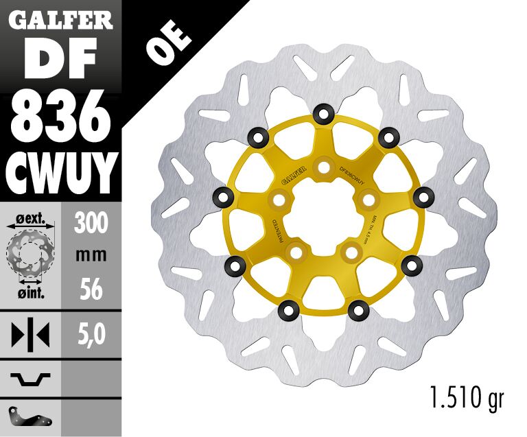 Спирачен ротор плаващ wave gold GALFER DF836CWUY — снимка 2