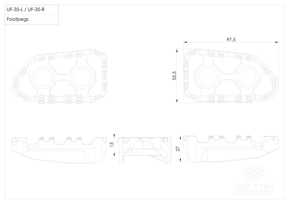 Комплект стъпенки TECH-X ENDURO RID GILLES RGK2-B005-UF35-SET-B — снимка 3