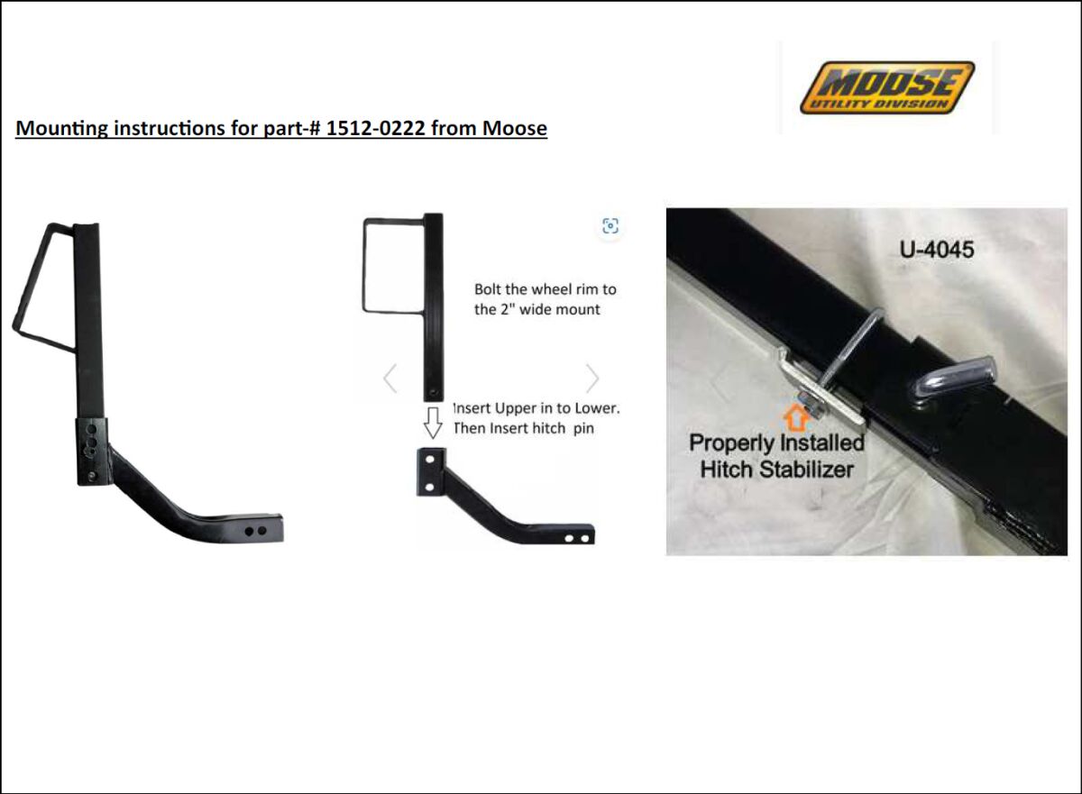 Стойка за резервна гума 2" hitch MOOSE RACING U-4047 — снимка 4